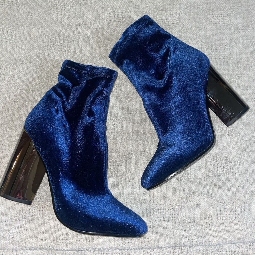 Aldo Women’s Ankle Booties Size 8 M Blue Suede Leather Going Out Party Fun NWOB